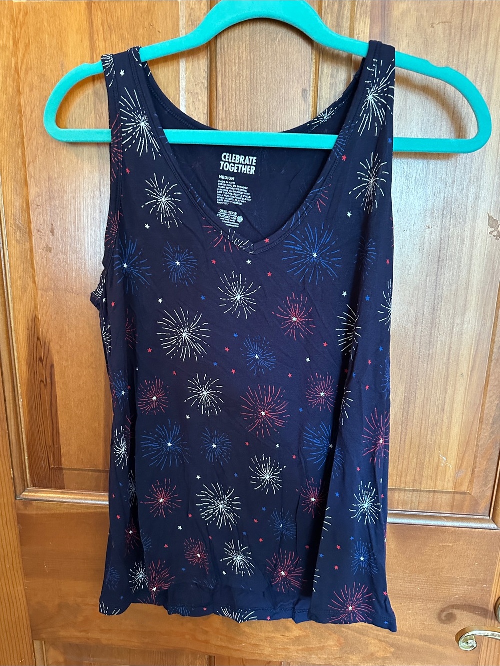 Celebrate Together Navy Firework Print Tank Top